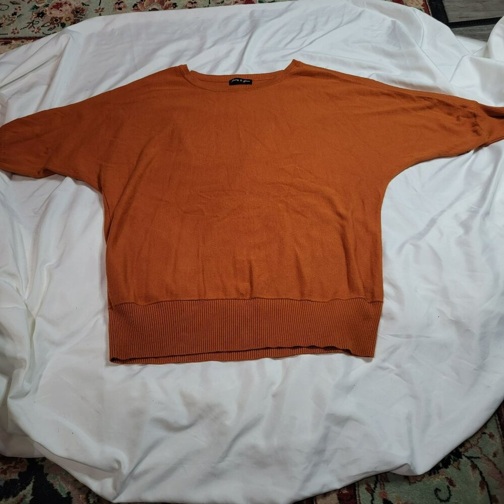 Orange Audrey & Grace Oversized Batwing Sleeve Sweater Top Womens Medium Cotton